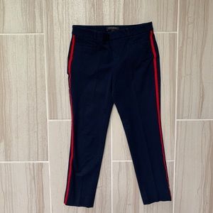 banana republic sloan pant, size 4, navy blue with red stripes